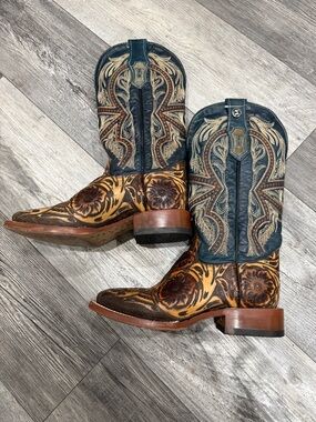 Tanner Mark Jaw Tropper Floral Tooled Leather Heeled Boots